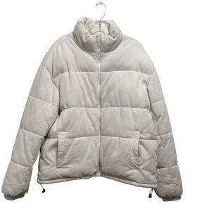 Pacsun Off White Corduroy Puffer Jacket